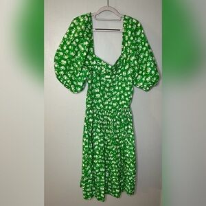 Stanley Sherman vintage green apple balloon sleeve dress